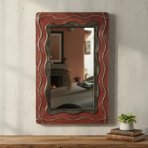 Espejo Rectangular Vintage Relieve del Alba Terracota de Thor Home
