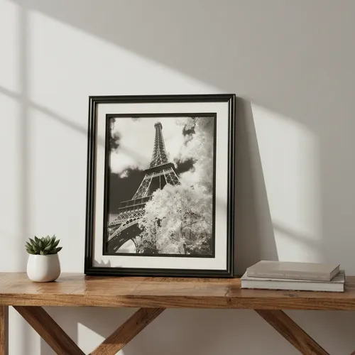 Cuadro Decorativo Fotografía Torre Eiffel con Triple Marco Blanco Negro de Thor Home