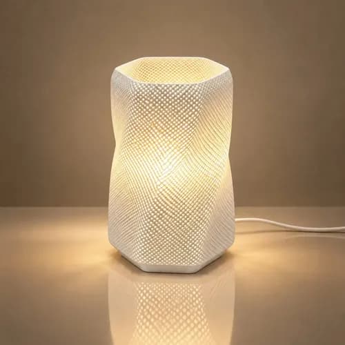 Lampara Velador Mesa Nordica Impresa 3d Luz Calida Hexagonal Blanco de Thor Home