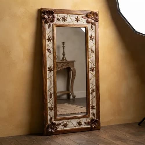 Espejo Vintage Rectangular con Marco de Madera Cobrizo de Thor Home